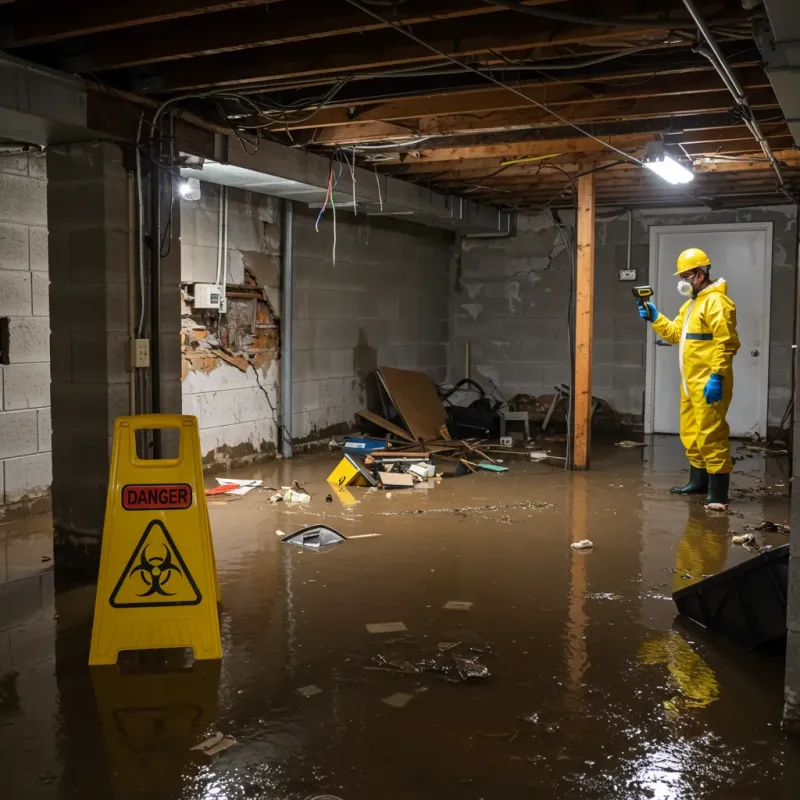 Flooded Basement Electrical Hazard in Bridgeport, NE Property